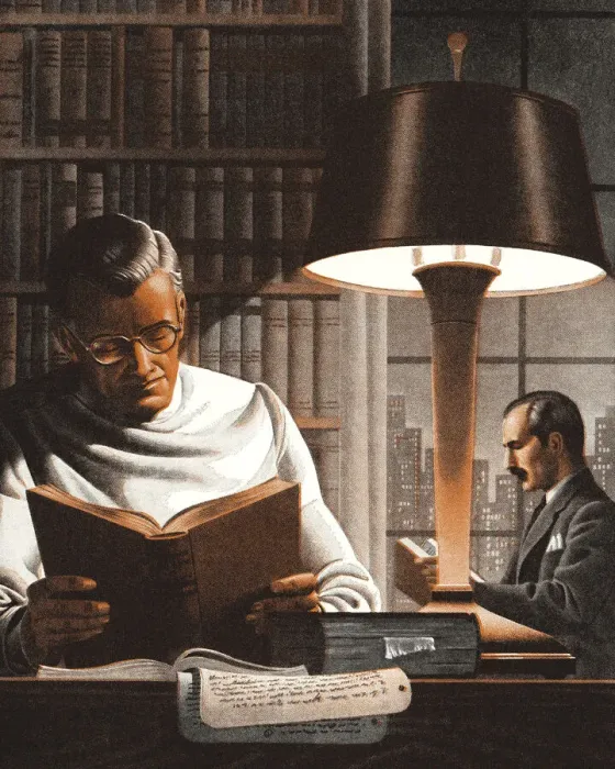 Framed Print : Two Professional Men Studying in a Library Framed Print : Two Professional Men Studying in a Library