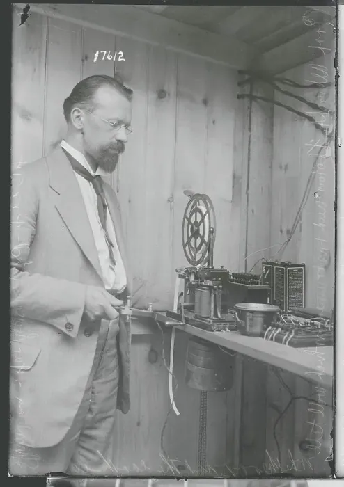 Framed Print : Professor Albrecht Flotow with Device