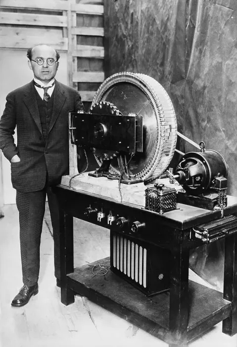 Framed Print : Professor Karolus With His Mirror Disc TV Framed Print : Professor Karolus With His Mirror Disc TV