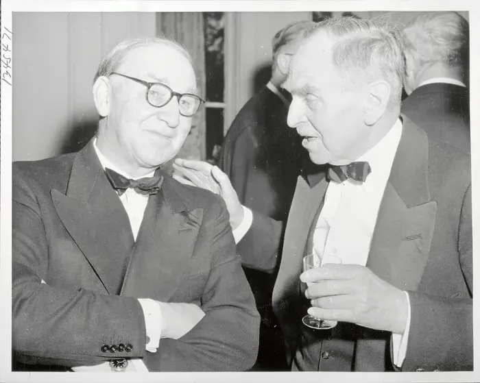 Framed Print : Professor Otto Hahn Talking to Sir John Cockcroft Framed Print : Professor Otto Hahn Talking to Sir John Cockcroft