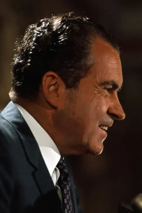 Framed Print : Profile of Richard Nixon Smiling