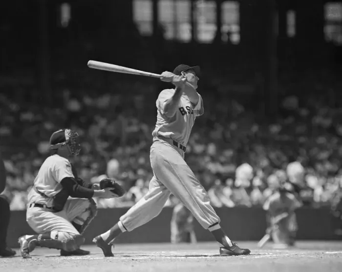 Framed Print : Profile of Ted Williams Playing Baseball Game Framed Print : Profile of Ted Williams Playing Baseball Game
