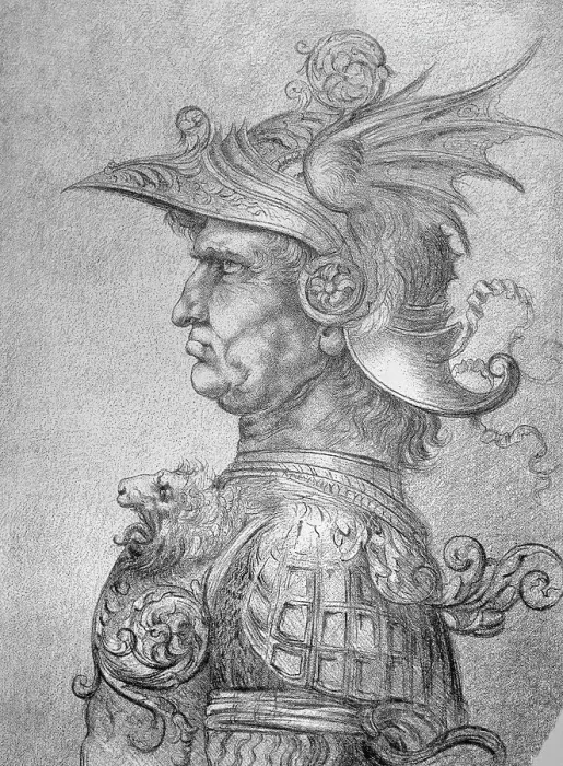 Framed Print : Profile of Warrior in Helmet by Leonardo da Vinci Framed Print : Profile of Warrior in Helmet by Leonardo da Vinci