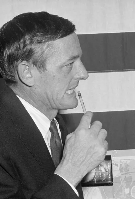 Framed Print : Profile of William Buckley Holding Pencil