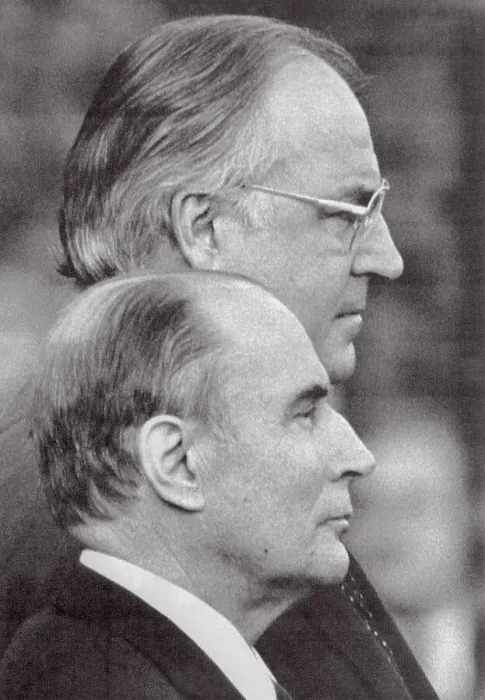 Framed Print : Profiles of Helmut Kohl and Francois Mitterrand Framed Print : Profiles of Helmut Kohl and Francois Mitterrand