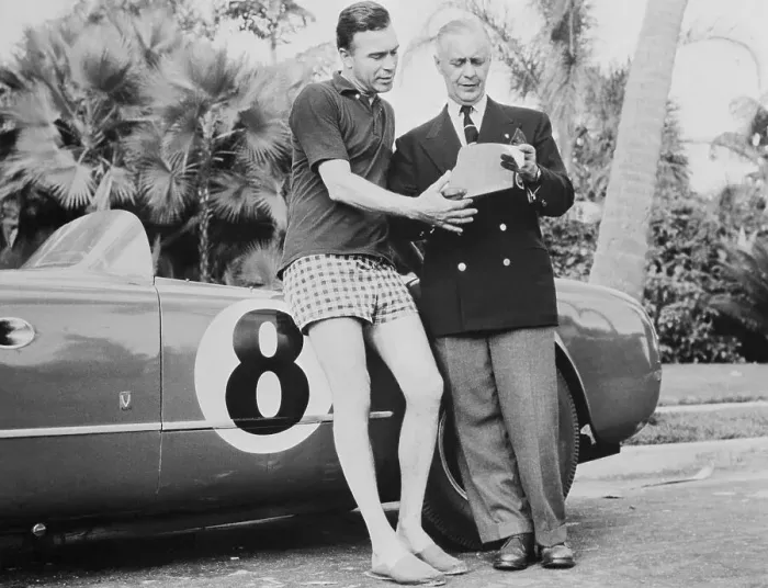 Framed Print : Profirio Rubirosa and AE Ulmann Leaning on Ferrari Framed Print : Profirio Rubirosa and AE Ulmann Leaning on Ferrari