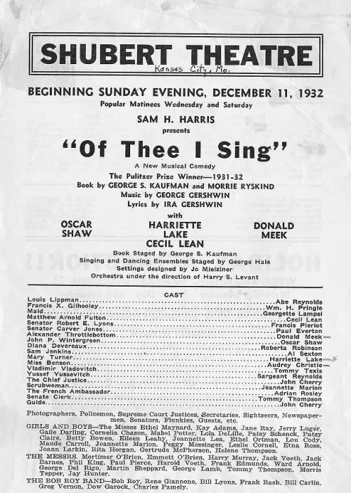 Framed Print : Program for Musical at Shubert Theatre Framed Print : Program for Musical at Shubert Theatre