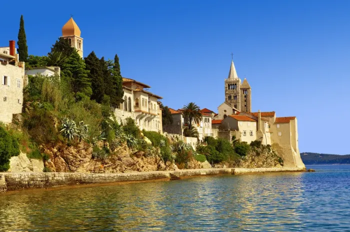 Framed Print : Promenade, medieval town of Rab, Rab Island, Primorje-Gorski Kotar County, Croatia Framed Print : Promenade, medieval town of Rab, Rab Island, Primorje-Gorski Kotar County, Croatia