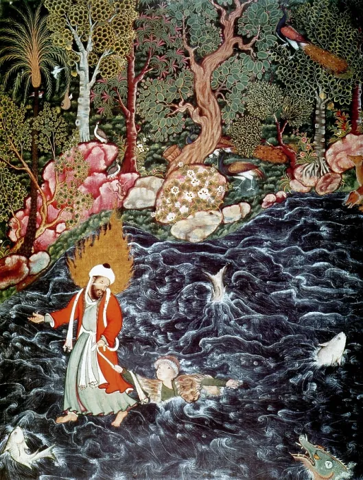 Framed Print : The prophet Elijah rescuing Prince Nur ad-Dahr, 1562-1577. Artist: Mir Sayyid Ali Framed Print : The prophet Elijah rescuing Prince Nur ad-Dahr, 1562-1577. Artist: Mir Sayyid Ali