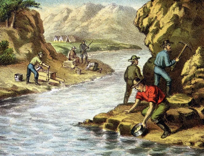 Framed Print : Prospecting on the river Framed Print : Prospecting on the river