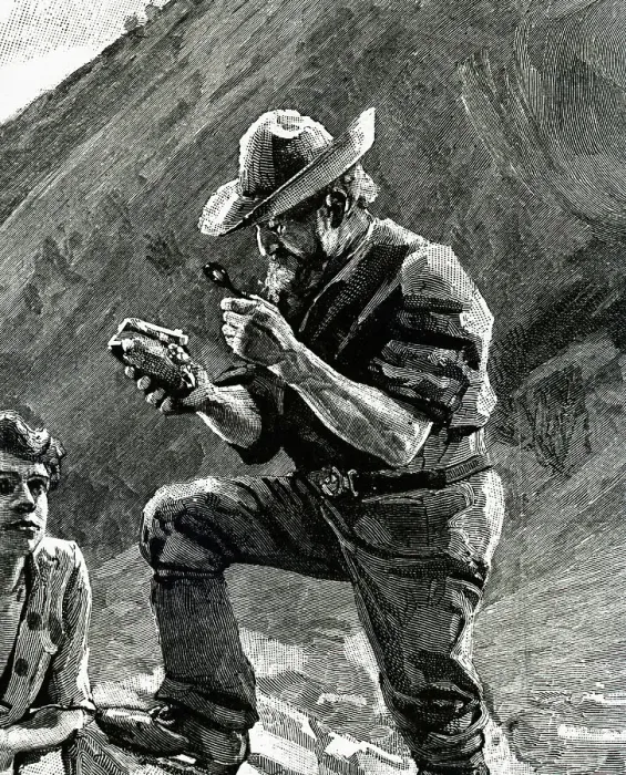 Framed Print : Prospector Examines A Speciman Framed Print : Prospector Examines A Speciman