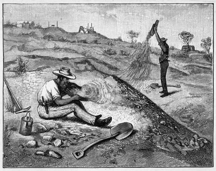 Framed Print : Two Prospectors Sifting For Gold Framed Print : Two Prospectors Sifting For Gold