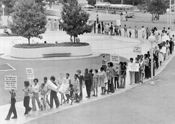 Framed Print : Protest Outside Fresno County Courthouse