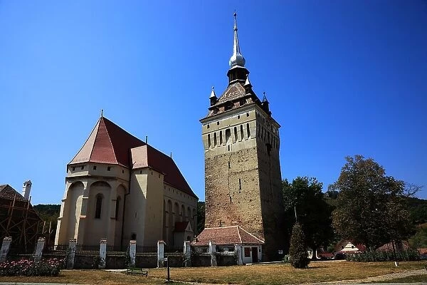 Protestant church built in the Gothic style in 1496 in Saschiz, German Keisd, is a parish in Transylvania, Romania