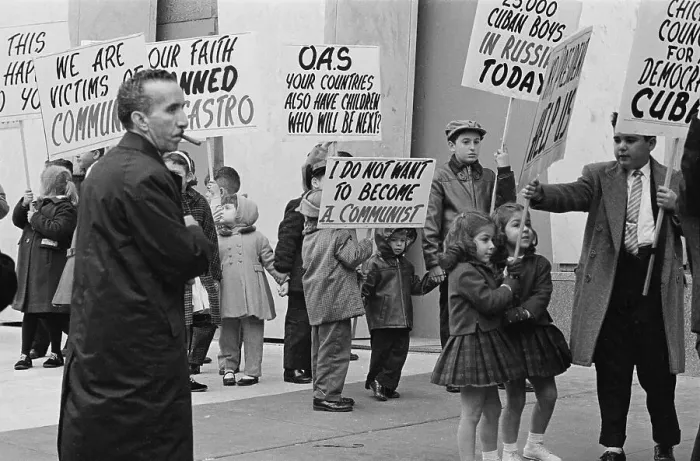 Framed Print : Protesters Carrying Signs Against Communism in Cuba Framed Print : Protesters Carrying Signs Against Communism in Cuba