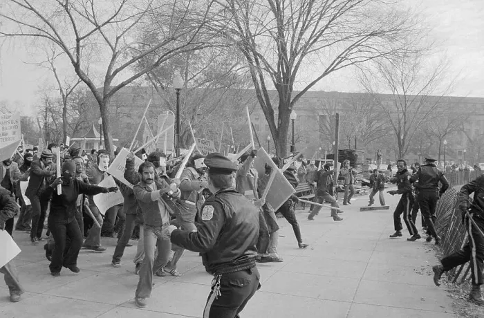 Framed Print : Protesters Charging police lines Framed Print : Protesters Charging police lines