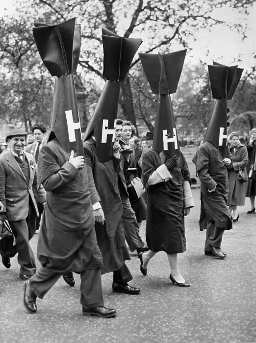 Framed Print : Protesters Dressed in H-Bomb Costumes Framed Print : Protesters Dressed in H-Bomb Costumes