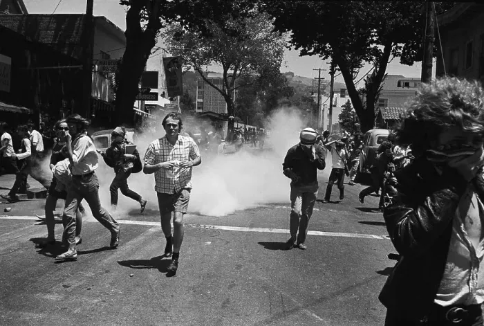 Framed Print : Protesters Running from Tear Gas Cloud Framed Print : Protesters Running from Tear Gas Cloud