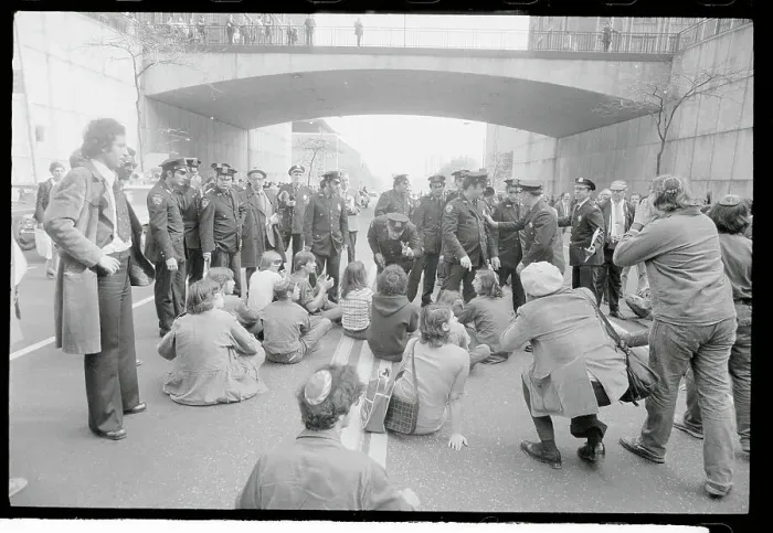Framed Print : Protesters Sitting in the Street Framed Print : Protesters Sitting in the Street