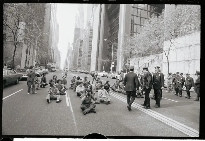 Framed Print : Protesters Sitting in the Street Framed Print : Protesters Sitting in the Street