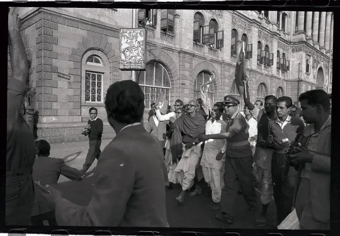 Framed Print : Protesters Standing in Street Framed Print : Protesters Standing in Street