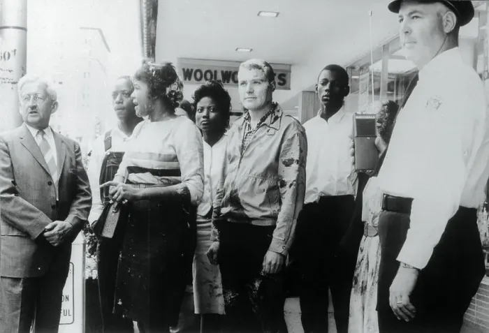 Framed Print : Protesters Waiting Outside of Woolworth's Framed Print : Protesters Waiting Outside of Woolworth's
