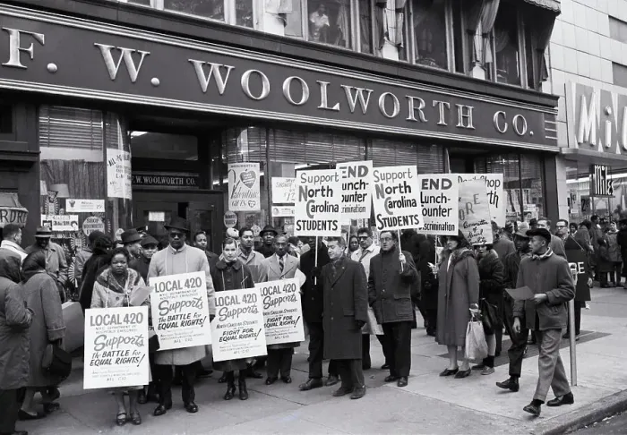 Framed Print : Protesters in Front Of Woolworth in Harlem Framed Print : Protesters in Front Of Woolworth in Harlem