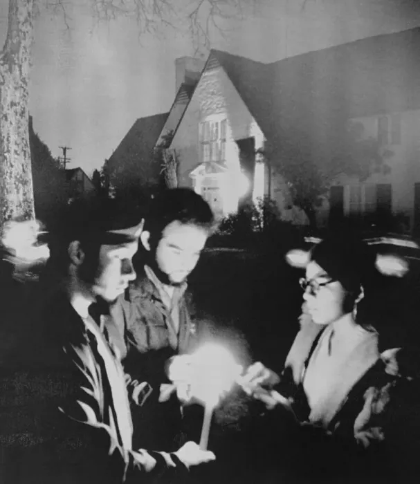 Framed Print : Protestors Outside Ronald Reagan's Home Framed Print : Protestors Outside Ronald Reagan's Home