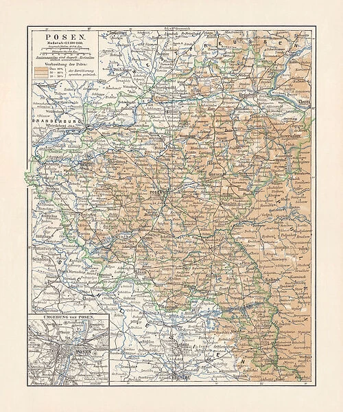 Province of Posen (German Empire, now Poland), lithograph, published 1897