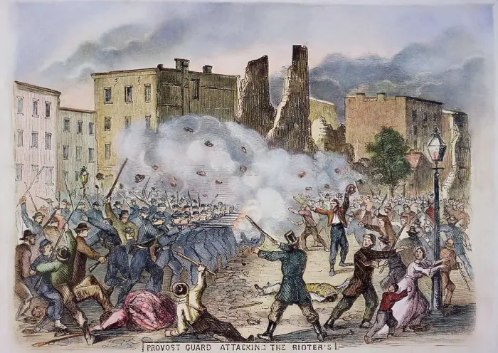 Framed Print : Provost Guards Attacking the Rioters Woodcut Color Print Framed Print : Provost Guards Attacking the Rioters Woodcut Color Print