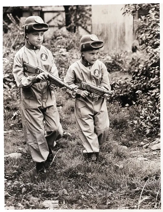 Framed Print : Prowling Boys in Spacesuits with Ray Guns Framed Print : Prowling Boys in Spacesuits with Ray Guns