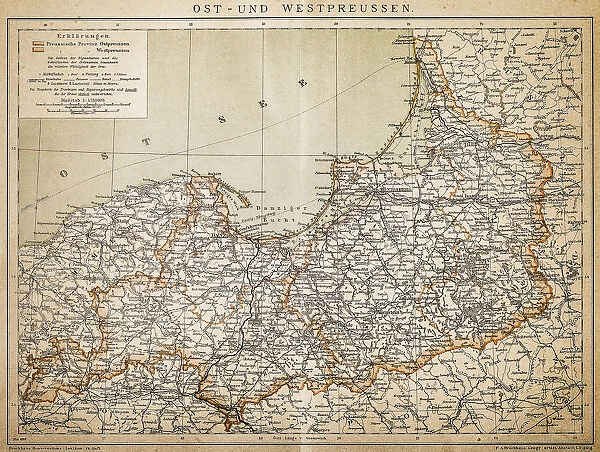 Prussia. Antique illustration of a East-West West Prussia