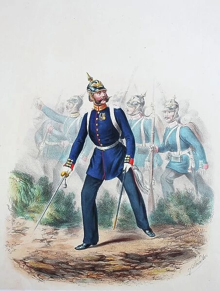 Prussian Army, Prussian Guard, Emperor Alexander Guard, Grenadier Regiment No. 1, Emperor Alexander Guard Grenadier Regiment No. 1, sergeant, officer, common soldiers, army uniform, military, Prussia, Germany