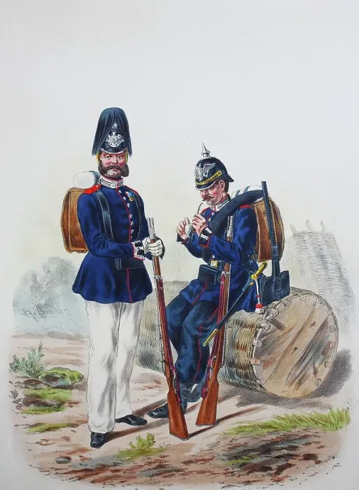 Framed Print : Prussian Army, Prussian Guard, Guard Pioneer Battalion, Non-Commissioned Officer, Common Soldier, Army Uniform, Military, Prussia, Germany, digitally restored reproduction of a 19th century original Framed Print : Prussian Army, Prussian Guard, Guard Pioneer Battalion, Non-Commissioned Officer, Common Soldier, Army Uniform, Military, Prussia, Germany, digitally restored reproduction of a 19th century original