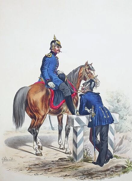 Prussian Army, Prussian Guard, Horse Doctor and Paymaster, Army Uniform, Military, Prussia, Germany, digitally restored reproduction of a 19th century original