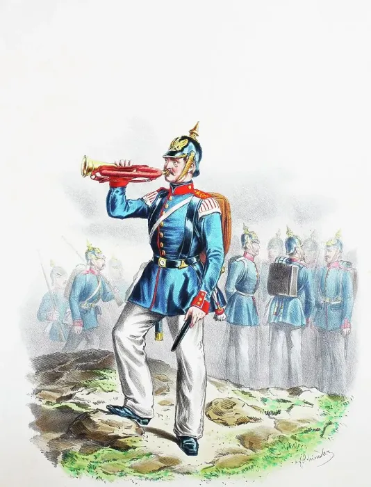 Framed Print : Prussian Army, Prussian Guard, Leib-Grenadier Regiment, Brandenburg No. 8, bugler, fusilier, army uniform, military, Prussia, Germany, digitally restored reproduction of a 19th century original