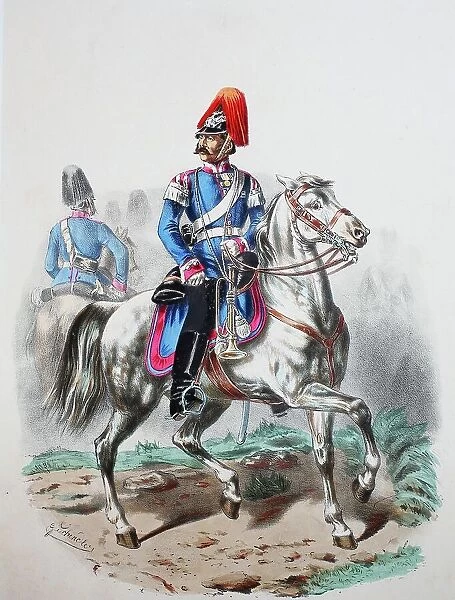 Prussian Army, Prussian Guard, Neumark Dragoon Regiment, No. 3, Staff Trumpeter, Army Uniform, Military, Prussia, Germany, Digitally Restored Reproduction of a 19th century Original