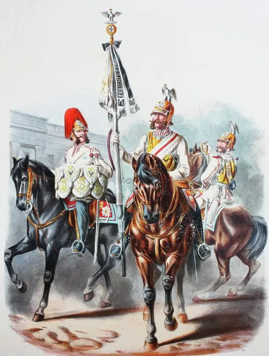 Framed Print : Prussian Army, Prussian Guard, Regiment of the Garde du Corps, Cuirassier Regiment, Pauker, Standard NCO, Officer, Army Uniform, Military, Prussia, Germany, digitally restored reproduction of a 19th century original