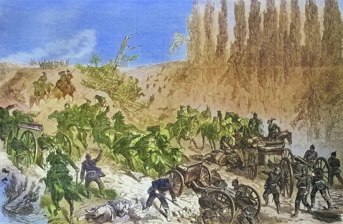 Framed Print : A Prussian foot battery forces its way up to the heights near Spichern, illustrated war chronicle 1870-1871, Franco-German campaign, Germany, France Framed Print : A Prussian foot battery forces its way up to the heights near Spichern, illustrated war chronicle 1870-1871, Franco-German campaign, Germany, France