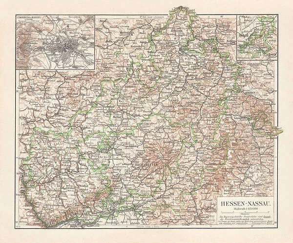 Prussian province Hesse and Nassau (1868-1944), Germany, lithograph, published 1897
