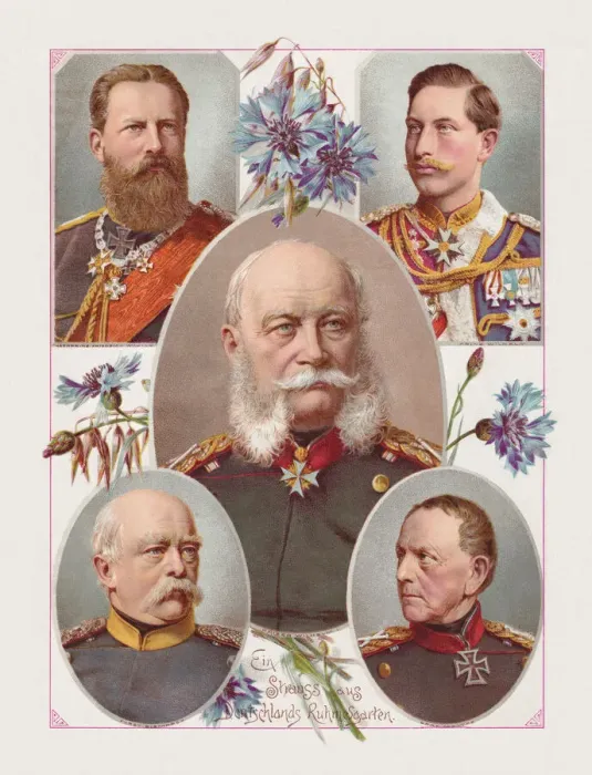 Framed Print : Prussian rulers, politicians and military leaders, chromolithograph, published 1887 Framed Print : Prussian rulers, politicians and military leaders, chromolithograph, published 1887