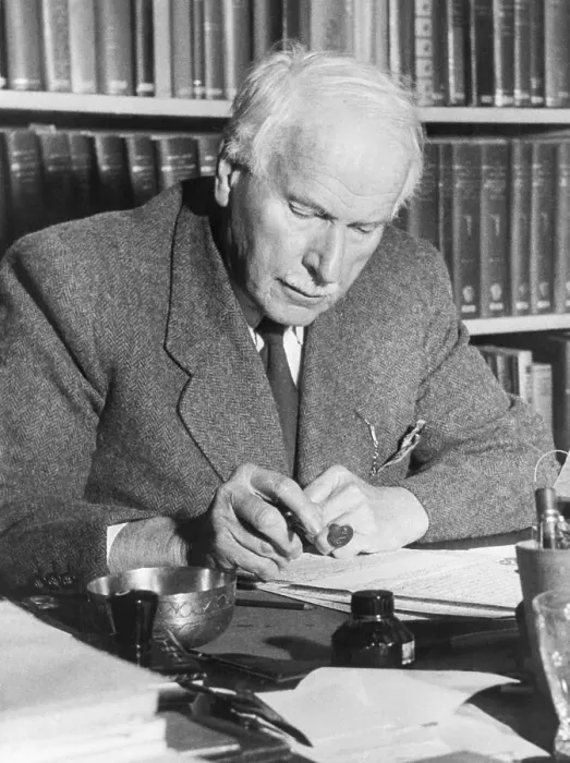 Framed Print : Psychiatrist Carl Jung at Desk Writing Framed Print : Psychiatrist Carl Jung at Desk Writing