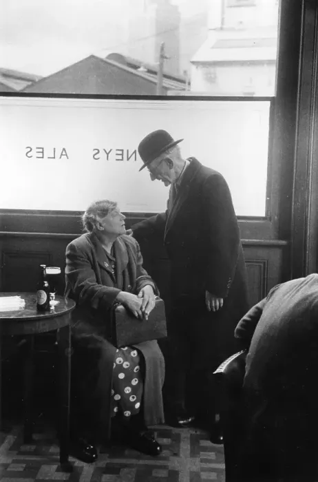 Framed Print : Pub Scene. An old couple talking and drinking in an English pub Framed Print : Pub Scene. An old couple talking and drinking in an English pub