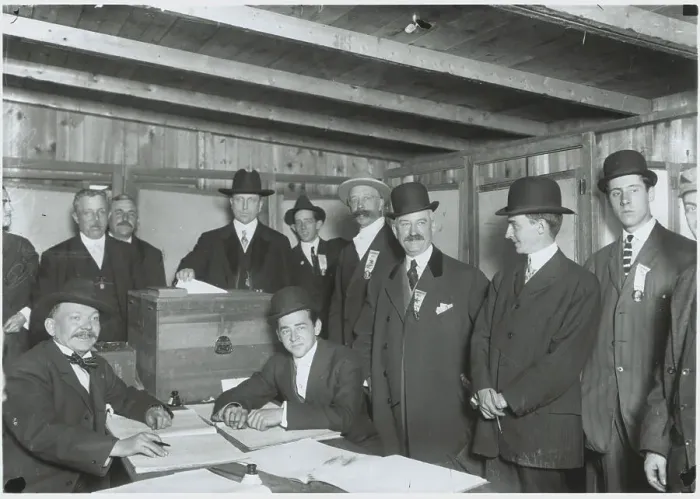 Framed Print : Publisher William Randolph Hearst Casting His Ballot for Mayor