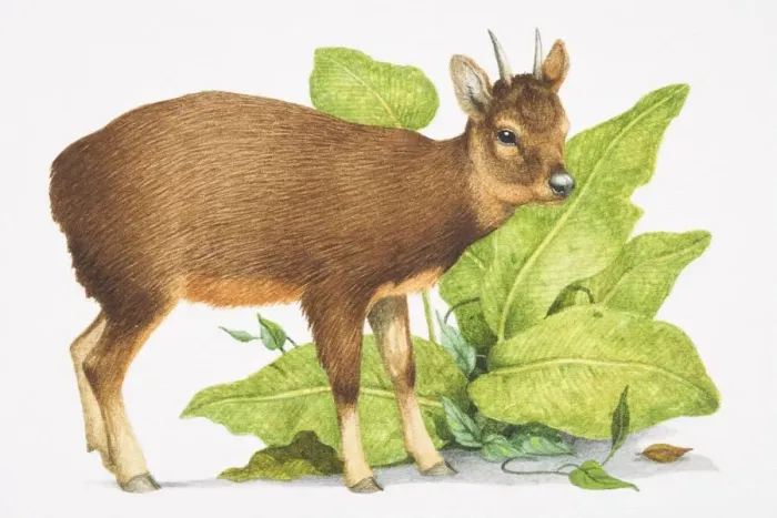 Framed Print : Pudu Mephistopheles, small brown deer with short horns Framed Print : Pudu Mephistopheles, small brown deer with short horns
