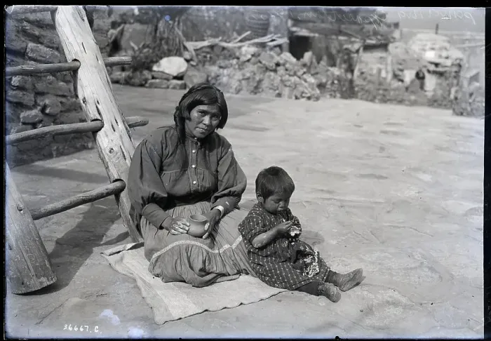 Framed Print : Pueblo Indian And Her Child