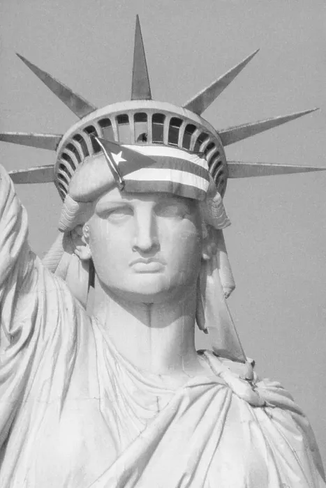 Framed Print : Puerto Rican Flag On Statue Of Liberty