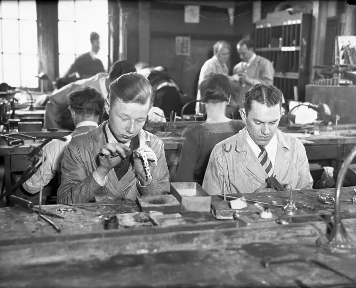 Framed Print : Pupils Working in Jewelry Class Framed Print : Pupils Working in Jewelry Class