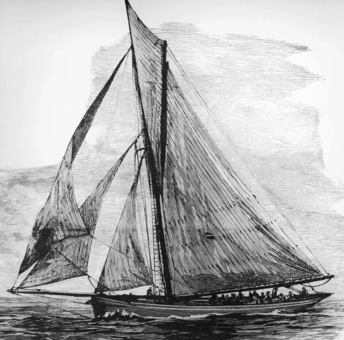 Framed Print : Puritan Yacht winner of the fifth Americas Cup sailing race, 1885 Framed Print : Puritan Yacht winner of the fifth Americas Cup sailing race, 1885
