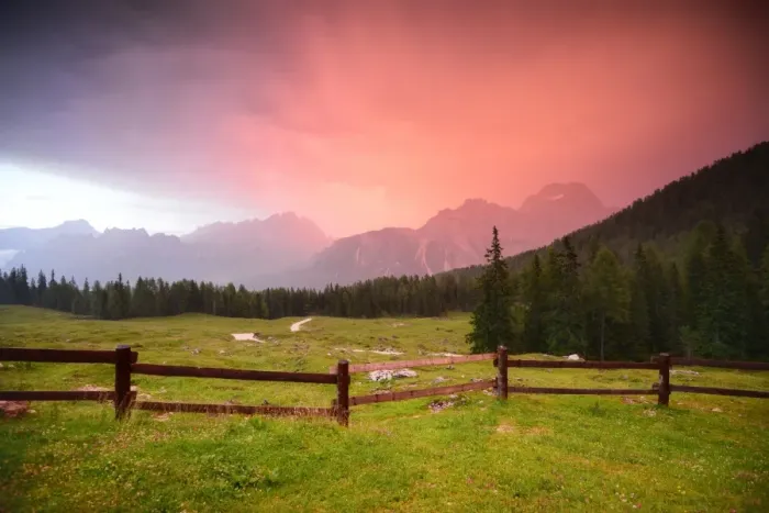 Framed Print : Purple clouds after a mountain storm, Dolomites Framed Print : Purple clouds after a mountain storm, Dolomites